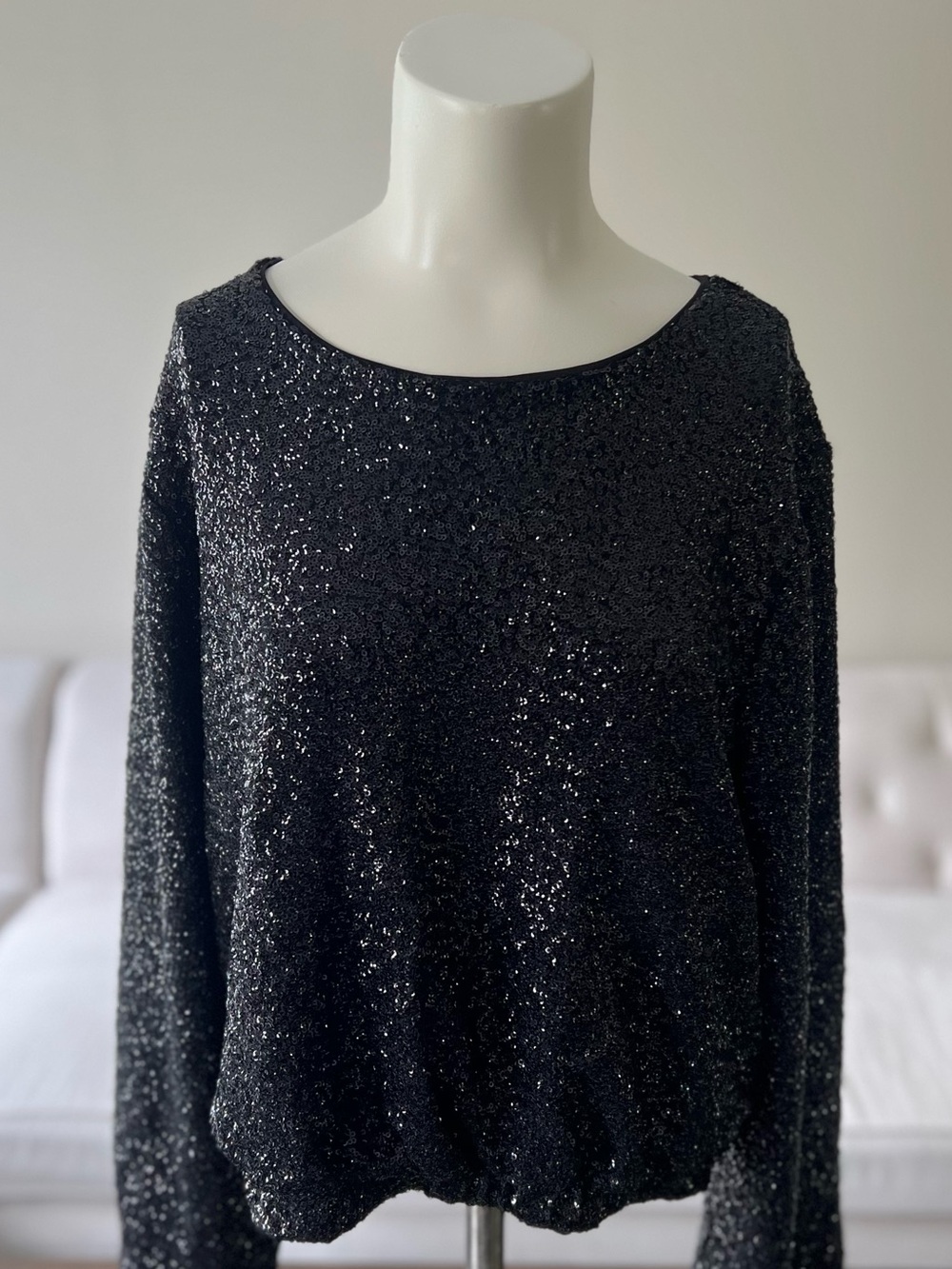 Express Black Sequin Festive Going Out Top Party Holiday Vacation Bachelorette